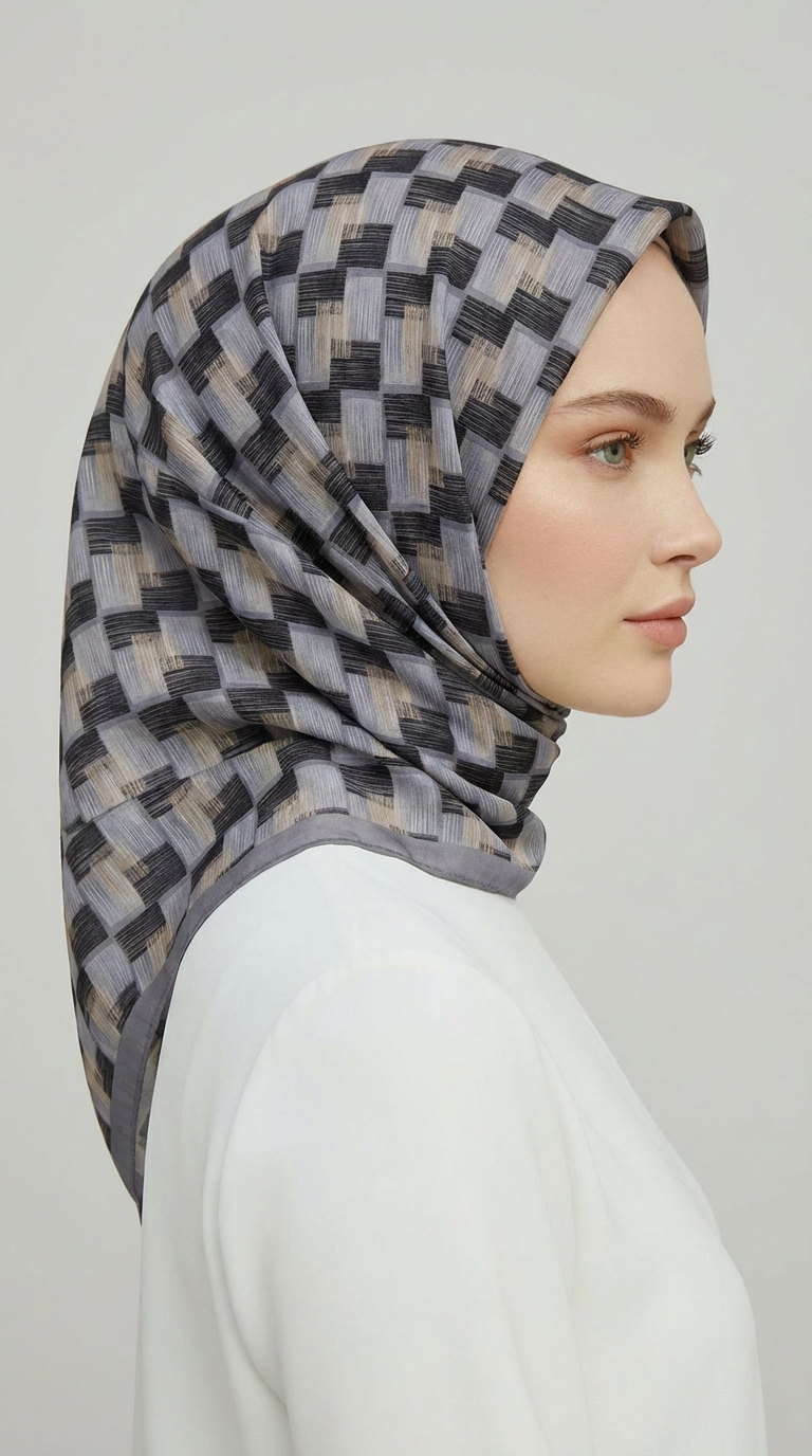 Karaca EşarpRAYON EŞARPMOZAİK DESEN RAYON EŞARP - GRİ / SİYAH 