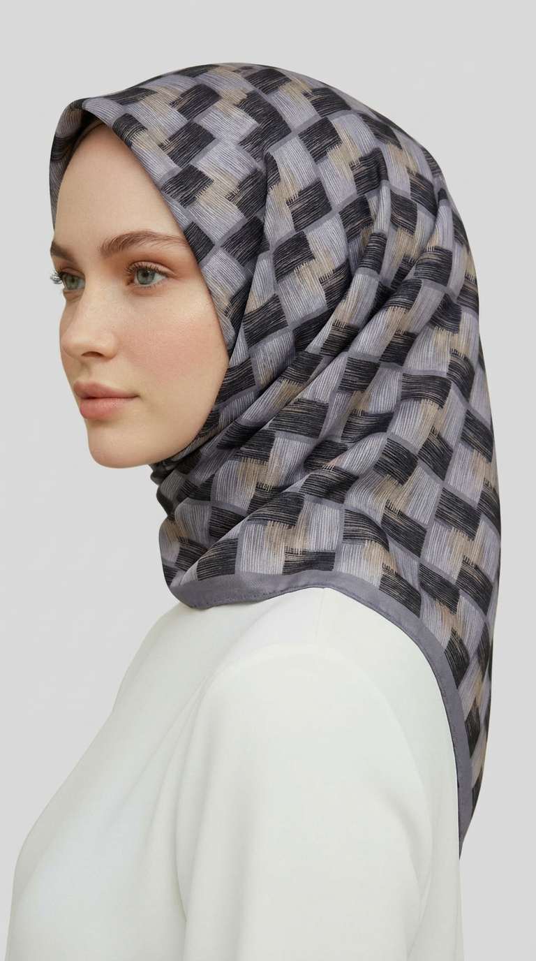 Karaca EşarpRAYON EŞARPMOZAİK DESEN RAYON EŞARP - GRİ / SİYAH 
