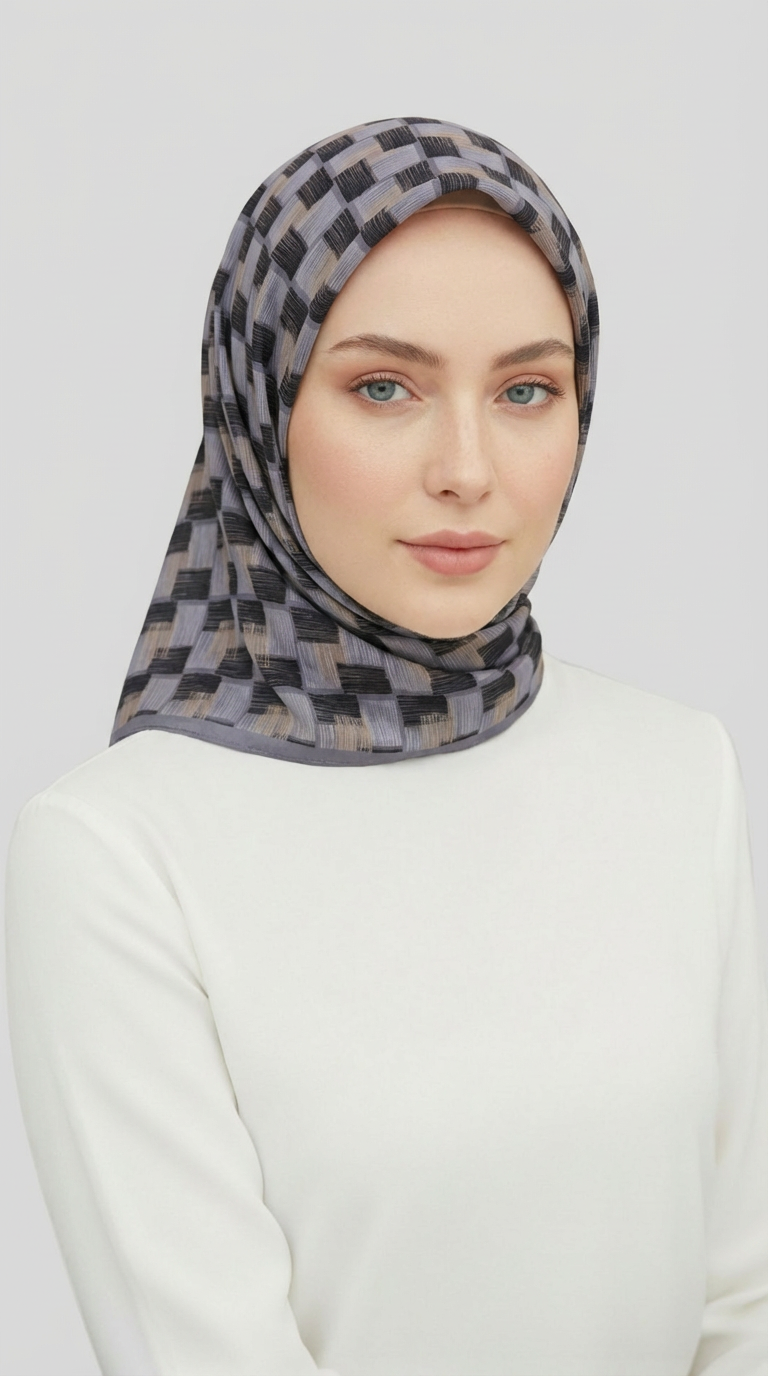 Karaca EşarpRAYON EŞARPMOZAİK DESEN RAYON EŞARP - GRİ / SİYAH 