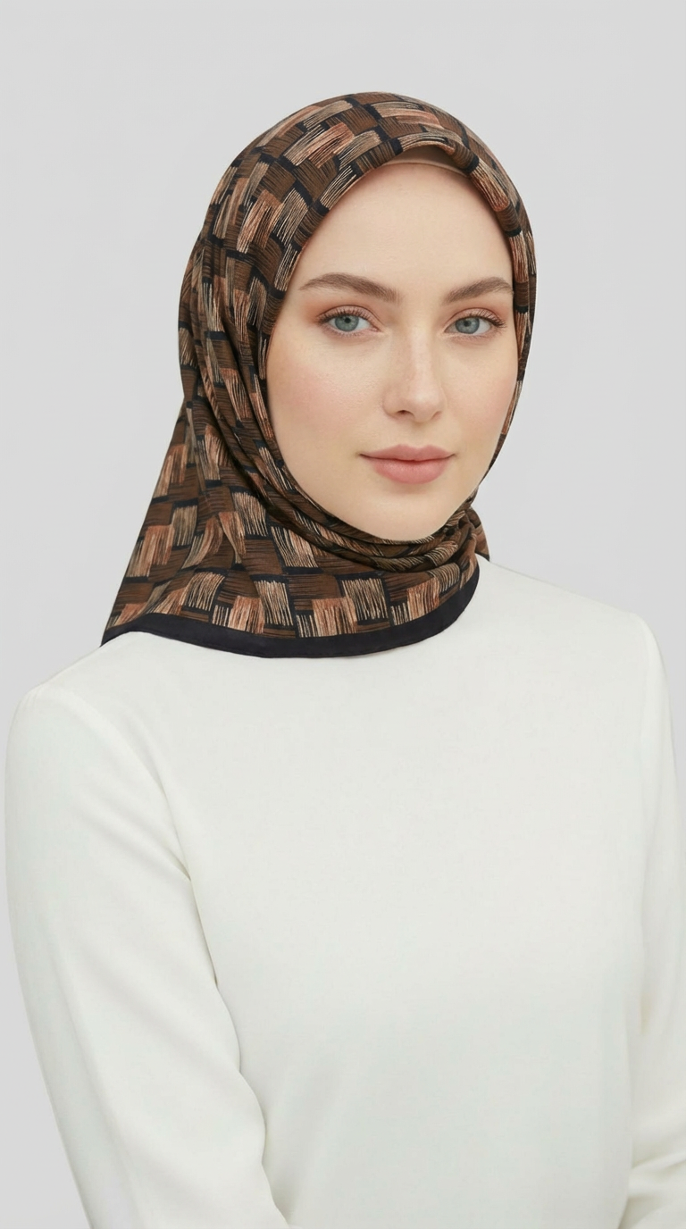 Karaca EşarpRAYON EŞARPMOZAİK DESEN RAYON EŞARP - KAHVERENGİ / KREM 