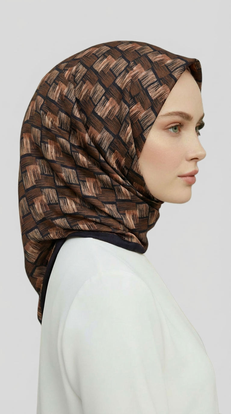 Karaca EşarpRAYON EŞARPMOZAİK DESEN RAYON EŞARP - KAHVERENGİ / KREM 