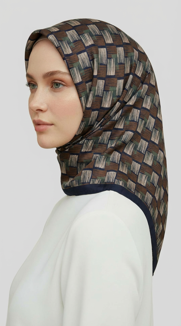 Karaca EşarpRAYON EŞARPMOZAİK DESEN RAYON EŞARP - LACİVERT / KREM 