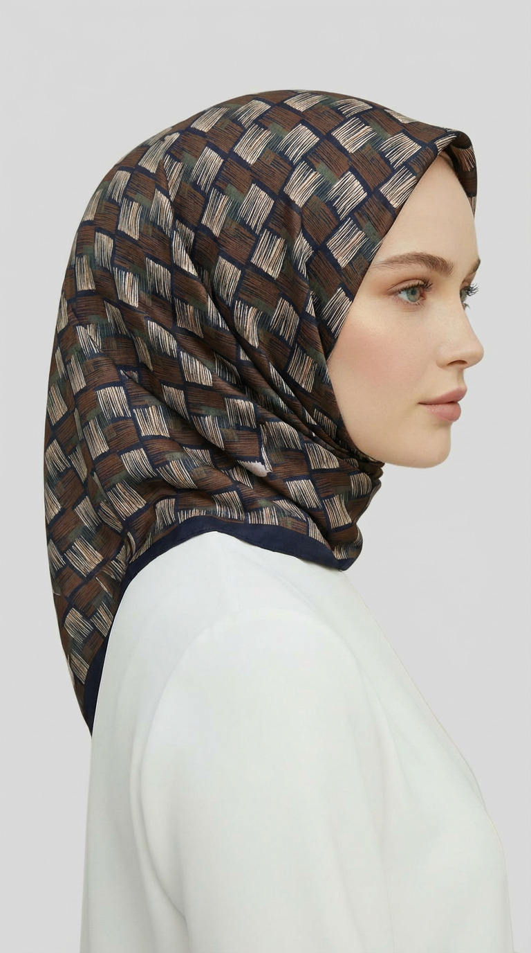 Karaca EşarpRAYON EŞARPMOZAİK DESEN RAYON EŞARP - LACİVERT / KREM 