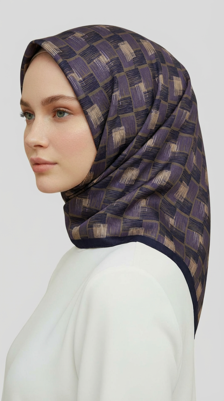 Karaca EşarpRAYON EŞARPMOZAİK DESEN RAYON EŞARP -LACİVERT / LİLA 