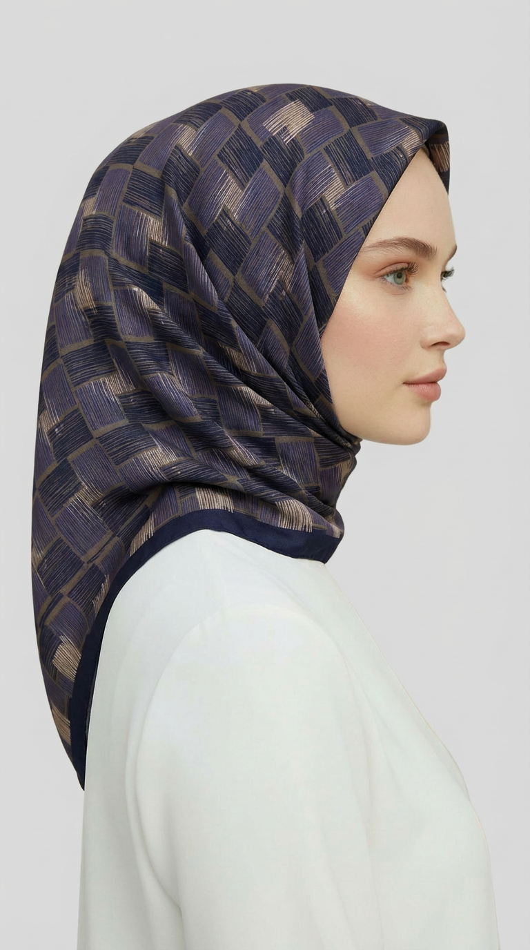 Karaca EşarpRAYON EŞARPMOZAİK DESEN RAYON EŞARP -LACİVERT / LİLA 