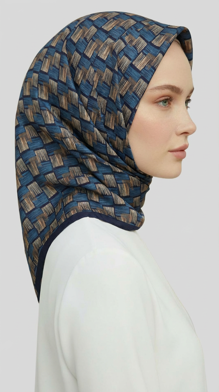 Karaca EşarpRAYON EŞARPMOZAİK DESEN RAYON EŞARP - MAVİ  / İNDİGO 