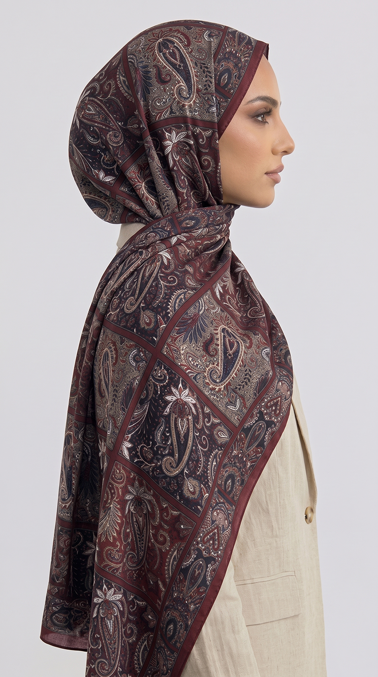 Karaca EşarpCOTTON ŞAL PAİSLEY DESENLİ COTTON ŞAL - BORDO / BEJ
