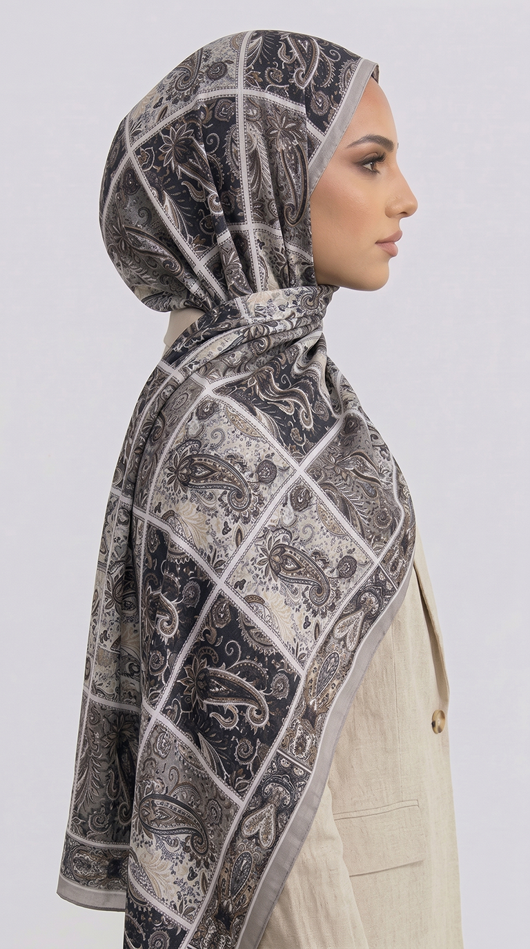 Karaca EşarpCOTTON ŞAL PAİSLEY DESENLİ COTTON ŞAL - GRİ