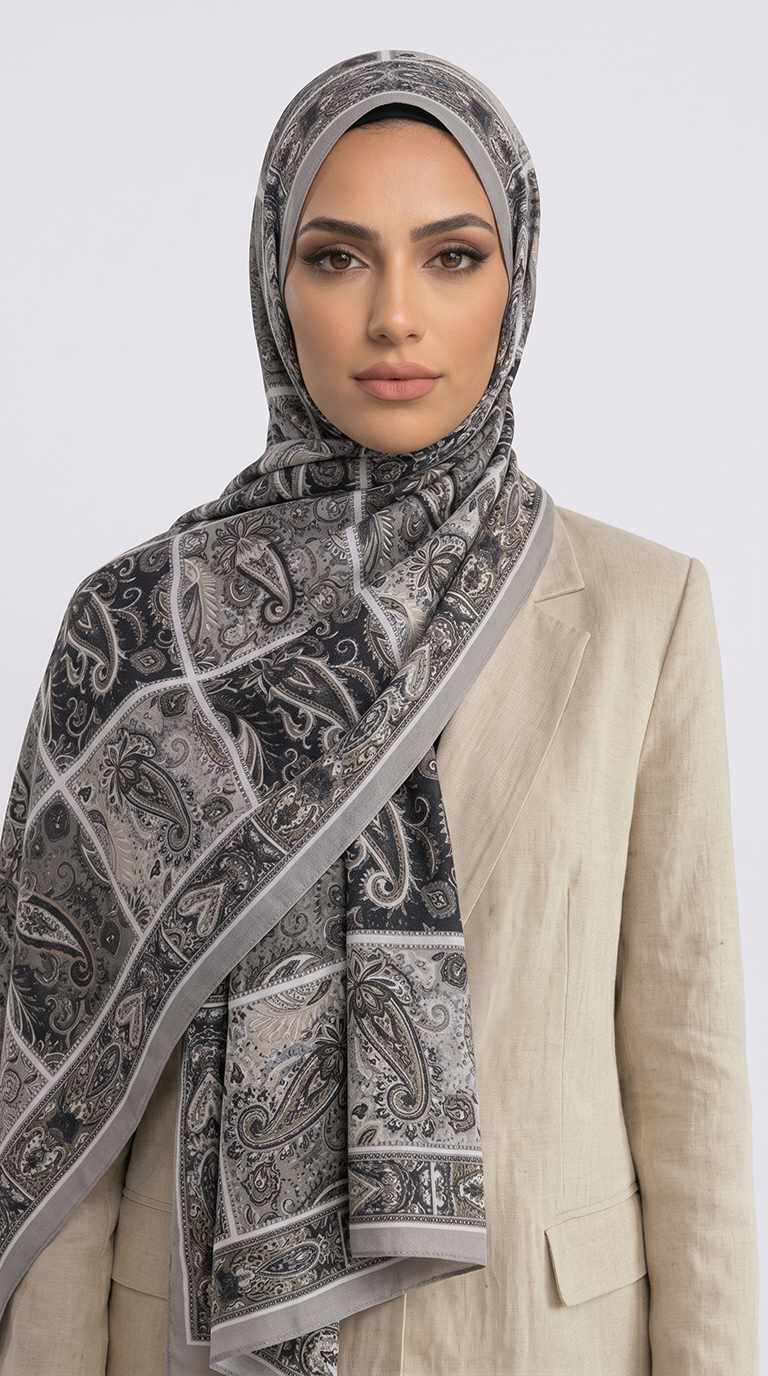 Karaca EşarpCOTTON ŞAL PAİSLEY DESENLİ COTTON ŞAL - GRİ