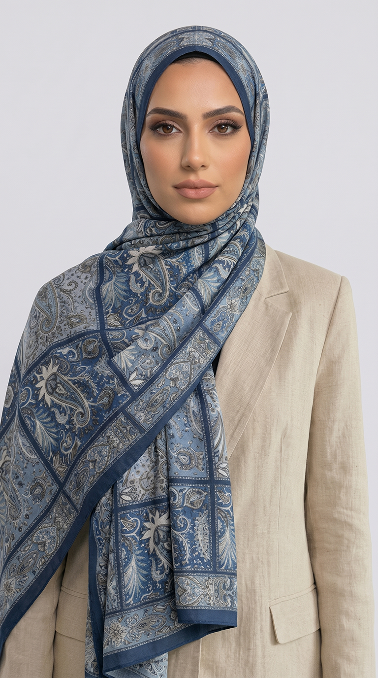 Karaca EşarpCOTTON ŞAL PAİSLEY DESENLİ COTTON ŞAL - MAVİ 