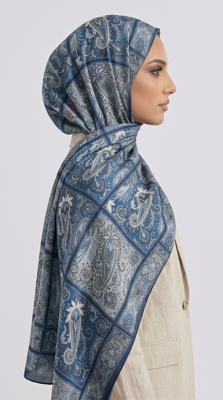 Karaca EşarpCOTTON ŞAL PAİSLEY DESENLİ COTTON ŞAL - MAVİ 
