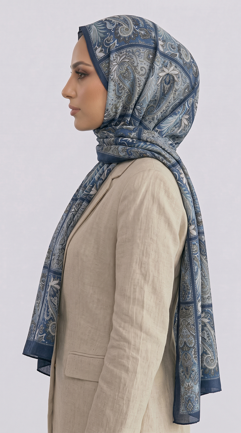 Karaca EşarpCOTTON ŞAL PAİSLEY DESENLİ COTTON ŞAL - MAVİ 