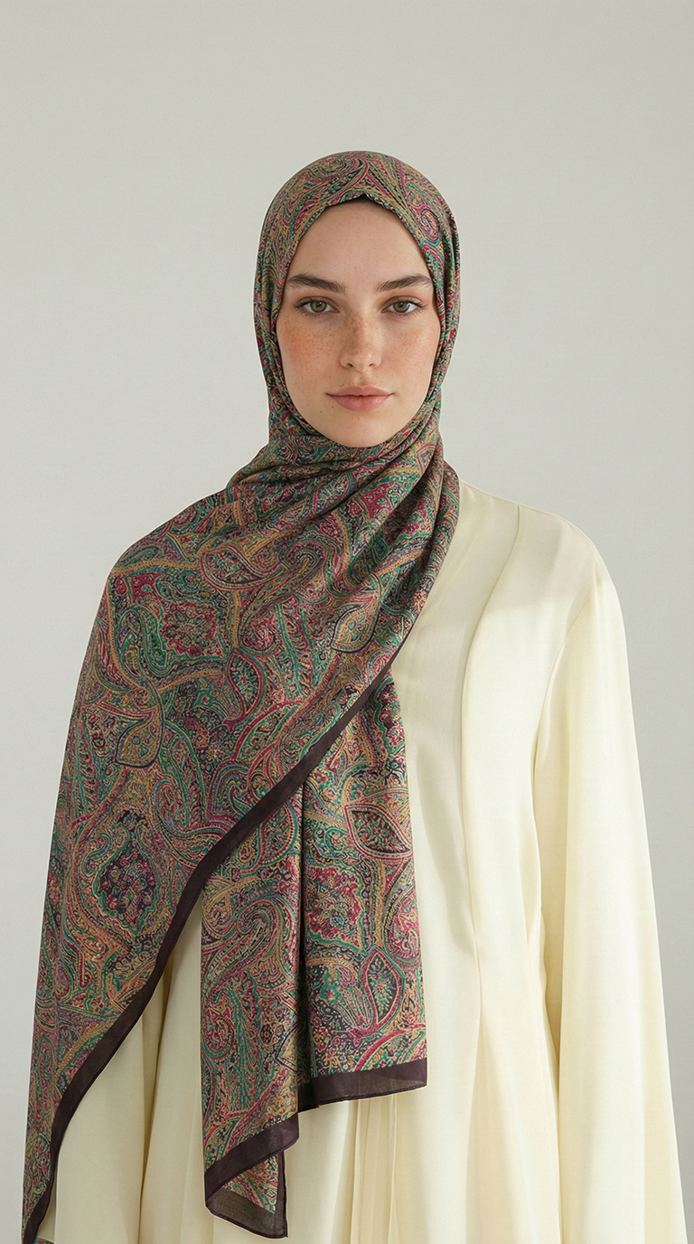 Karaca EşarpCOTTON ŞAL PERA DESENLİ COTTON ŞAL - KAHVERENGİ / YEŞİL