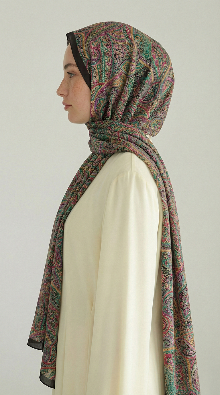 Karaca EşarpCOTTON ŞAL PERA DESENLİ COTTON ŞAL - KAHVERENGİ / YEŞİL