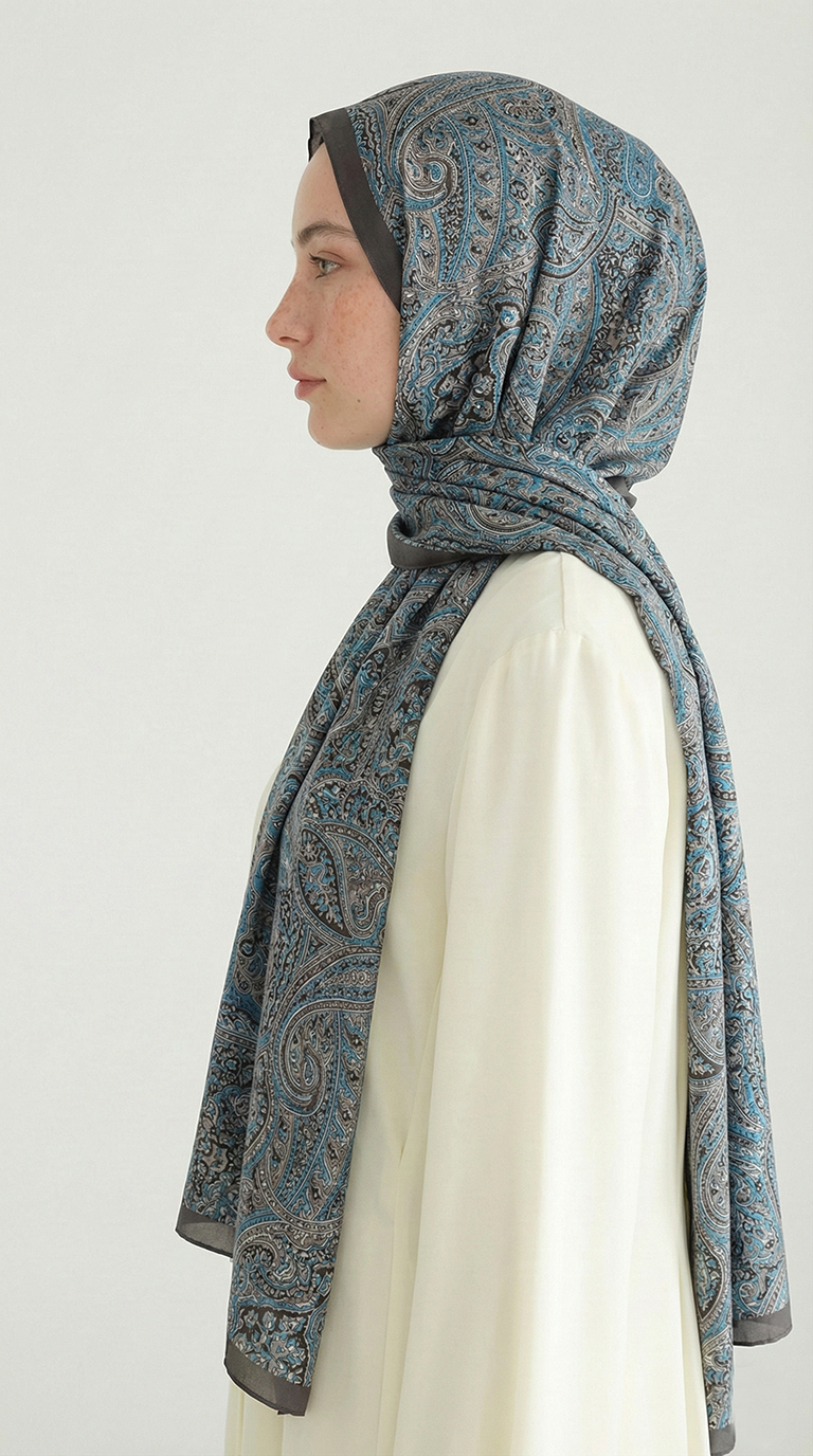 Karaca EşarpCOTTON ŞAL PERA DESENLİ COTTON ŞAL - LACİVERT 
