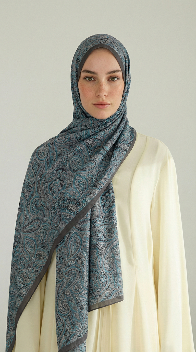 Karaca EşarpCOTTON ŞAL PERA DESENLİ COTTON ŞAL - LACİVERT 