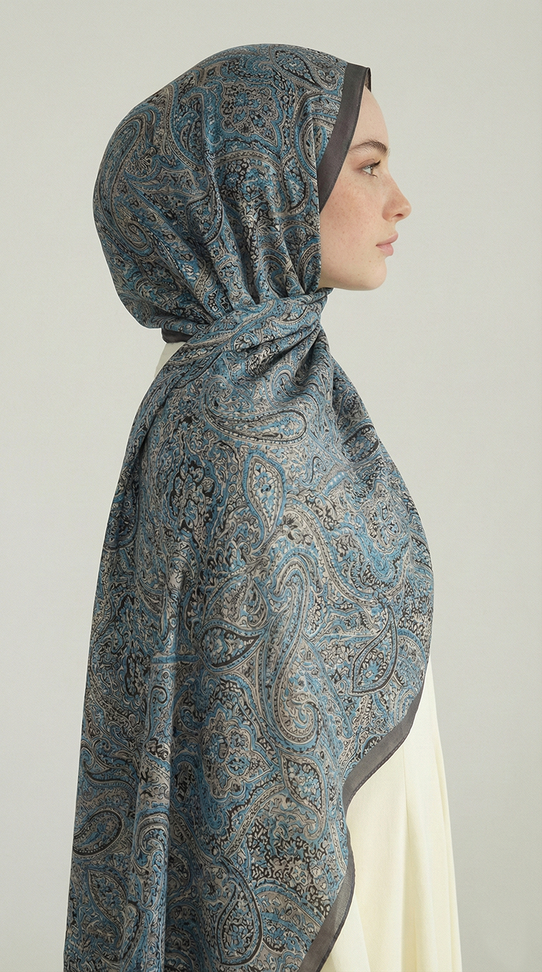 Karaca EşarpCOTTON ŞAL PERA DESENLİ COTTON ŞAL - LACİVERT 