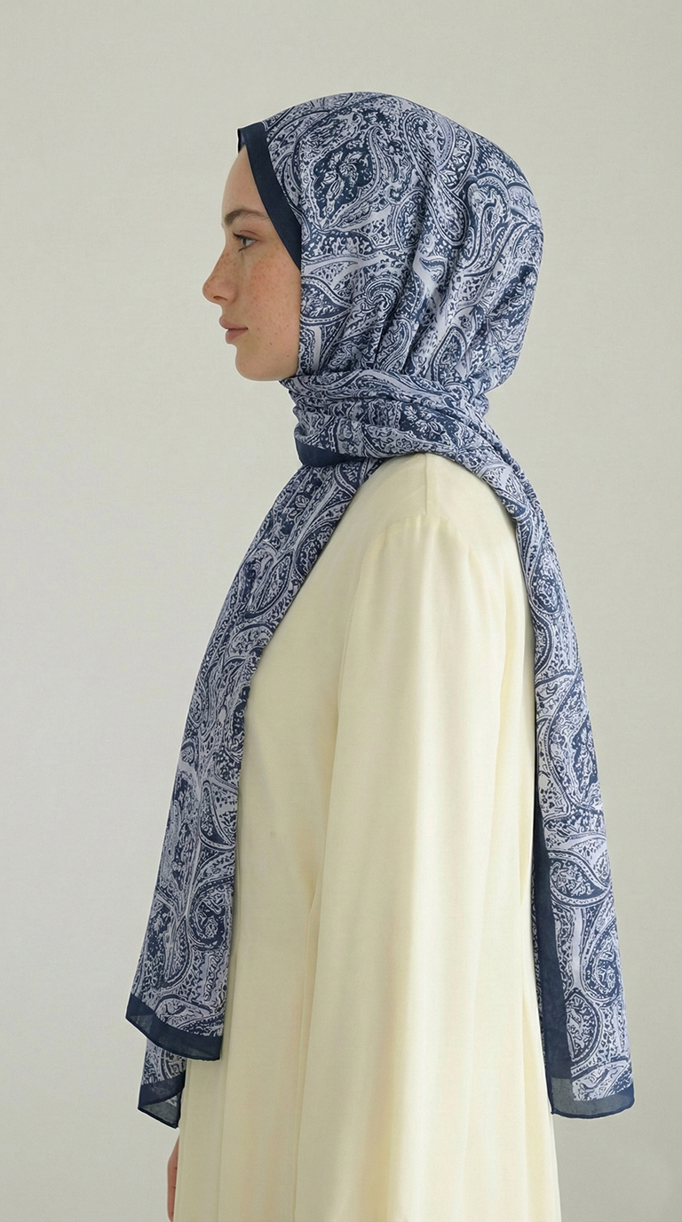 Karaca EşarpCOTTON ŞAL PERA DESENLİ COTTON ŞAL - LACİVERT