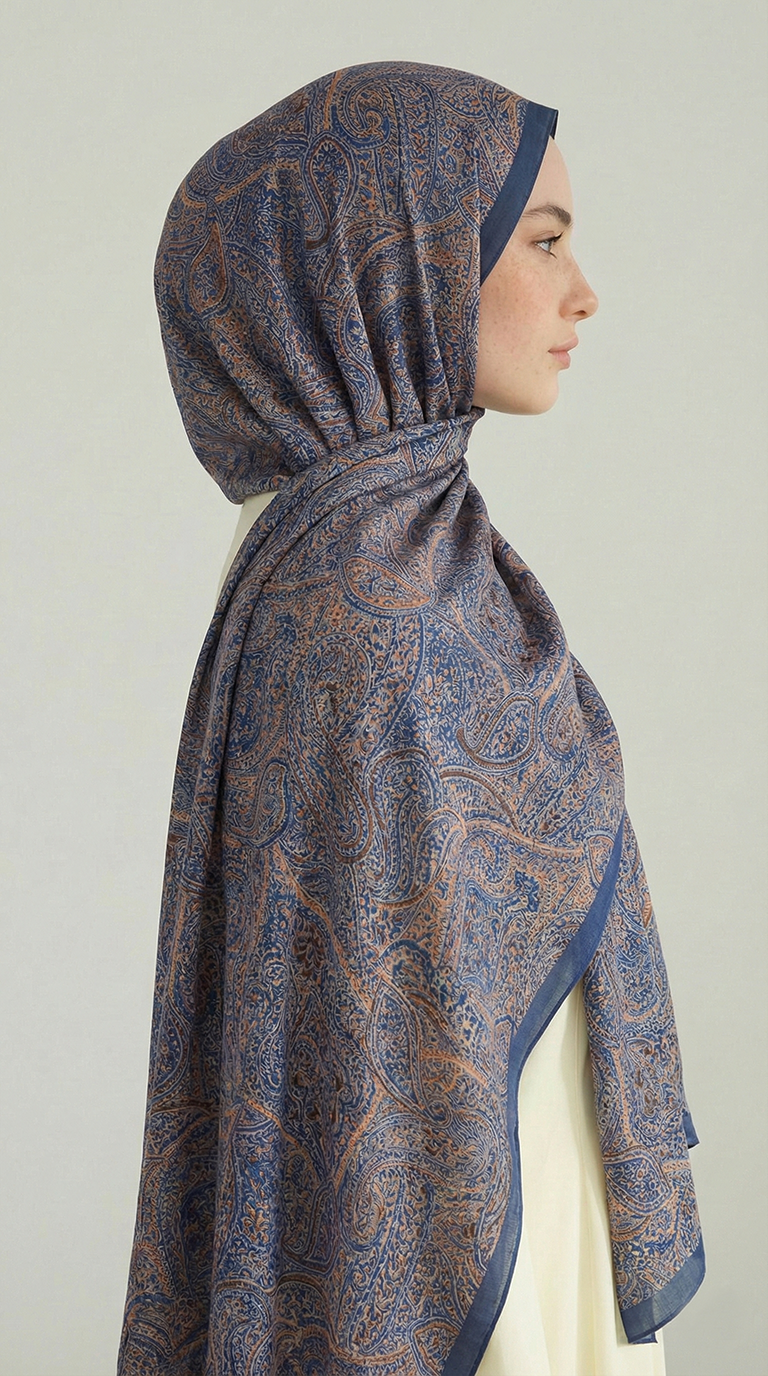 Karaca EşarpCOTTON ŞAL PERA DESENLİ COTTON ŞAL - LACİVERT