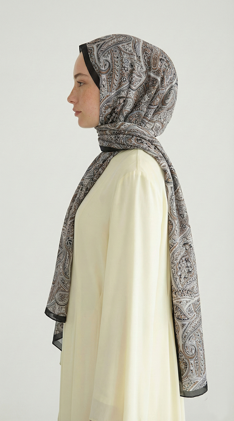 Karaca EşarpCOTTON ŞAL PERA DESENLİ COTTON ŞAL - MAVİ - GRİ