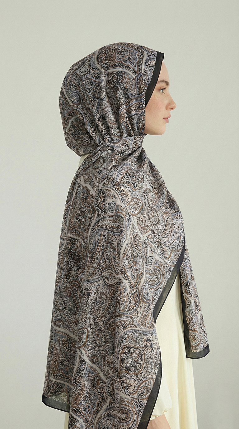 Karaca EşarpCOTTON ŞAL PERA DESENLİ COTTON ŞAL - MAVİ - GRİ