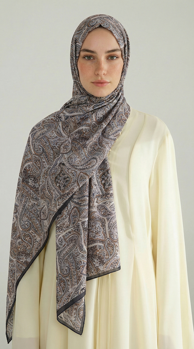 Karaca EşarpCOTTON ŞAL PERA DESENLİ COTTON ŞAL - MAVİ - GRİ