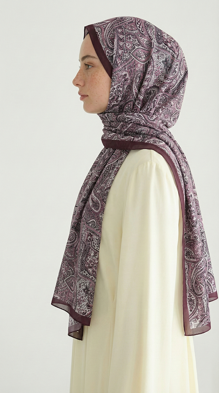 Karaca EşarpCOTTON ŞAL PERA DESENLİ COTTON ŞAL - MOR
