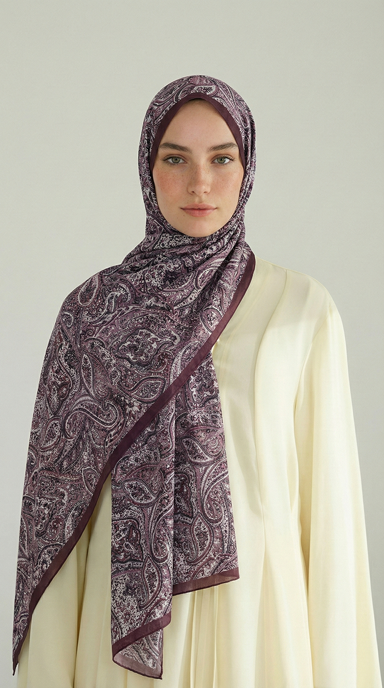 Karaca EşarpCOTTON ŞAL PERA DESENLİ COTTON ŞAL - MOR