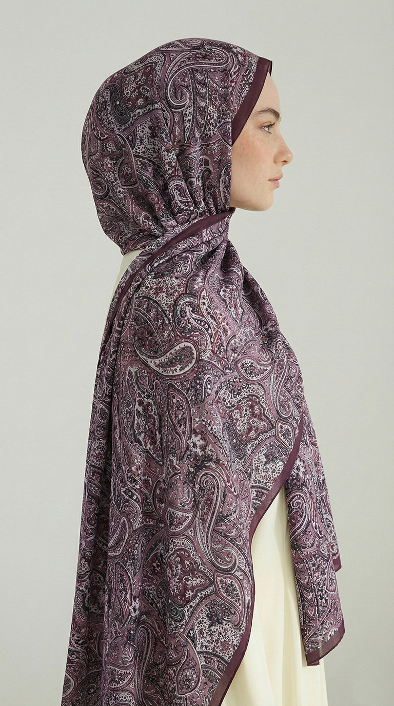 Karaca EşarpCOTTON ŞAL PERA DESENLİ COTTON ŞAL - MOR