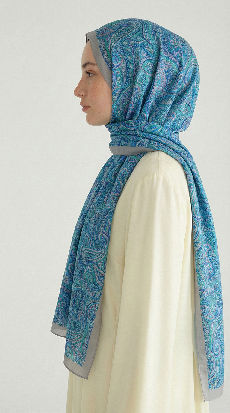 Karaca EşarpCOTTON ŞAL PERA DESENLİ COTTON ŞAL - SU YEŞİLİ