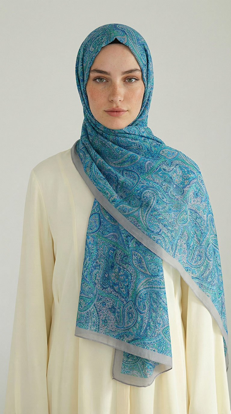 Karaca EşarpCOTTON ŞAL PERA DESENLİ COTTON ŞAL - SU YEŞİLİ