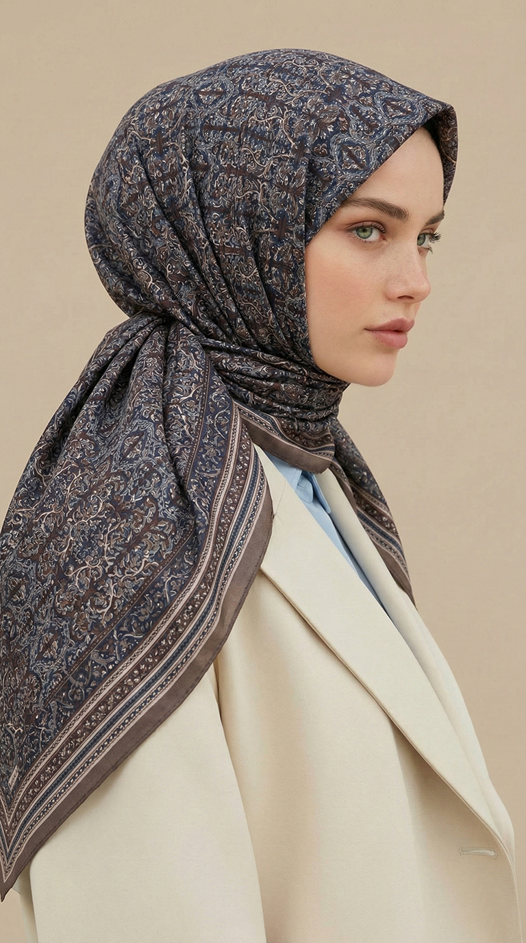 Karaca Eşarp ŞAL EŞARP PETRA 120 * 120 CM COTTON ŞAL EŞARP - ACI KAHVE / BEJ