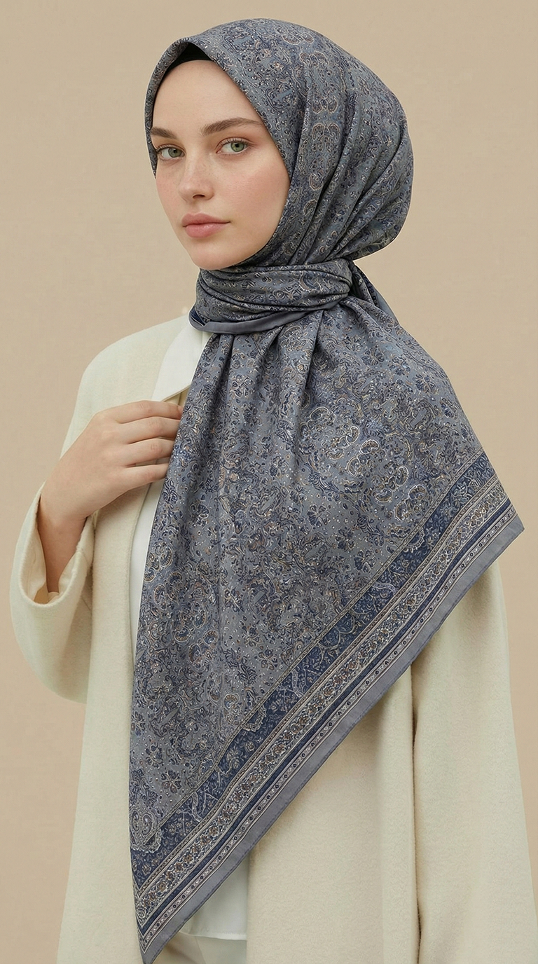 Karaca Eşarp ŞAL EŞARP PETRA 120 * 120 CM COTTON ŞAL EŞARP -  MAVİ