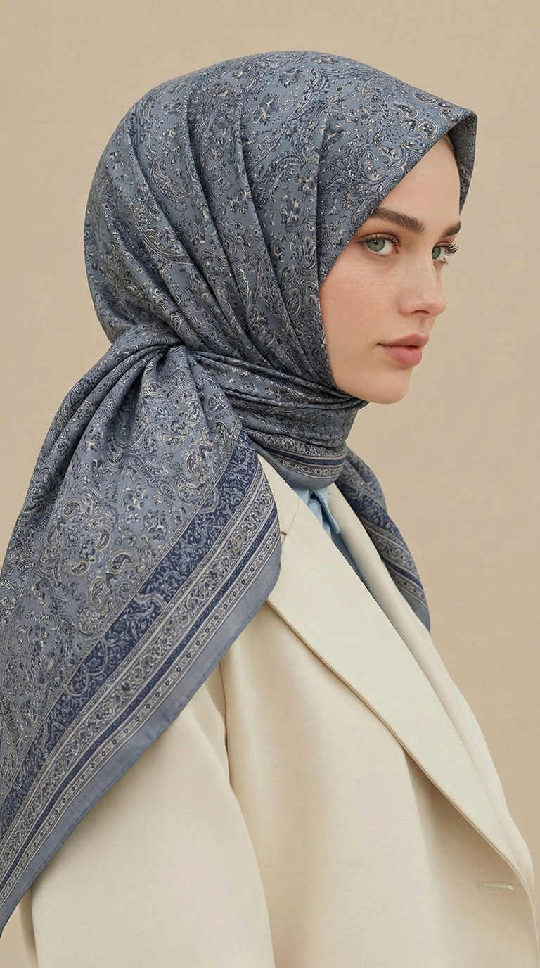 Karaca Eşarp ŞAL EŞARP PETRA 120 * 120 CM COTTON ŞAL EŞARP -  MAVİ