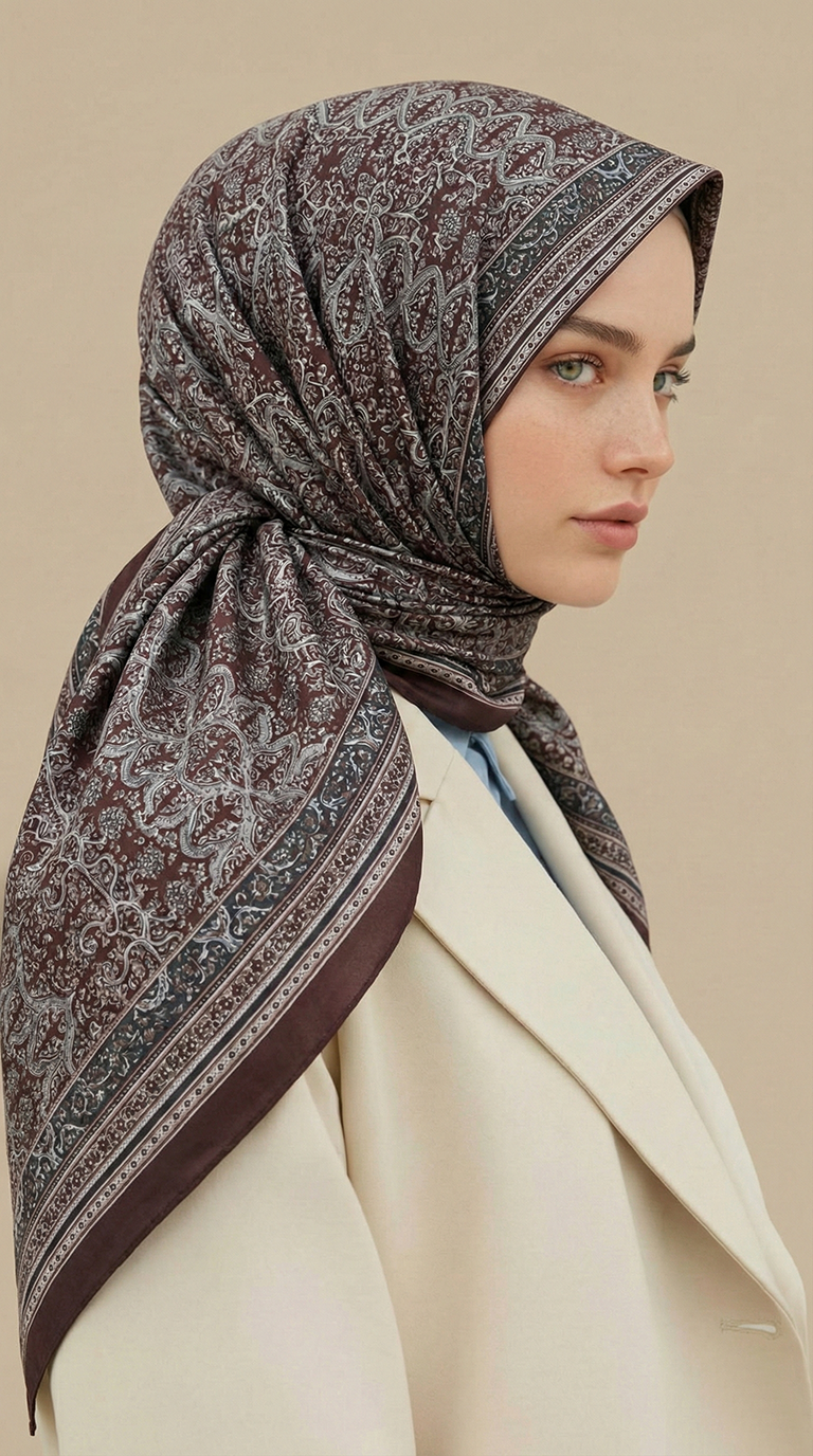 Karaca Eşarp ŞAL EŞARP PETRA 120 * 120 CM COTTON ŞAL EŞARP - MÜRDÜM