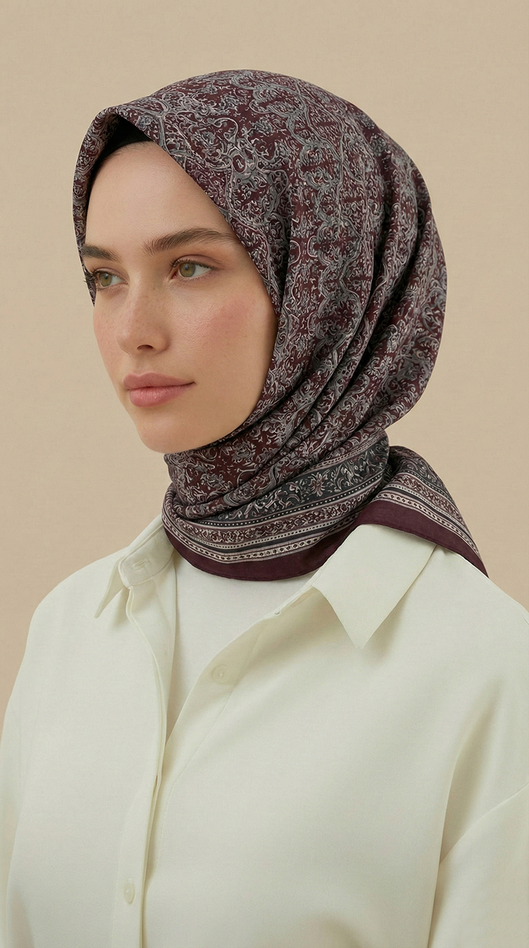 Karaca Eşarp ŞAL EŞARP PETRA 120 * 120 CM COTTON ŞAL EŞARP - MÜRDÜM
