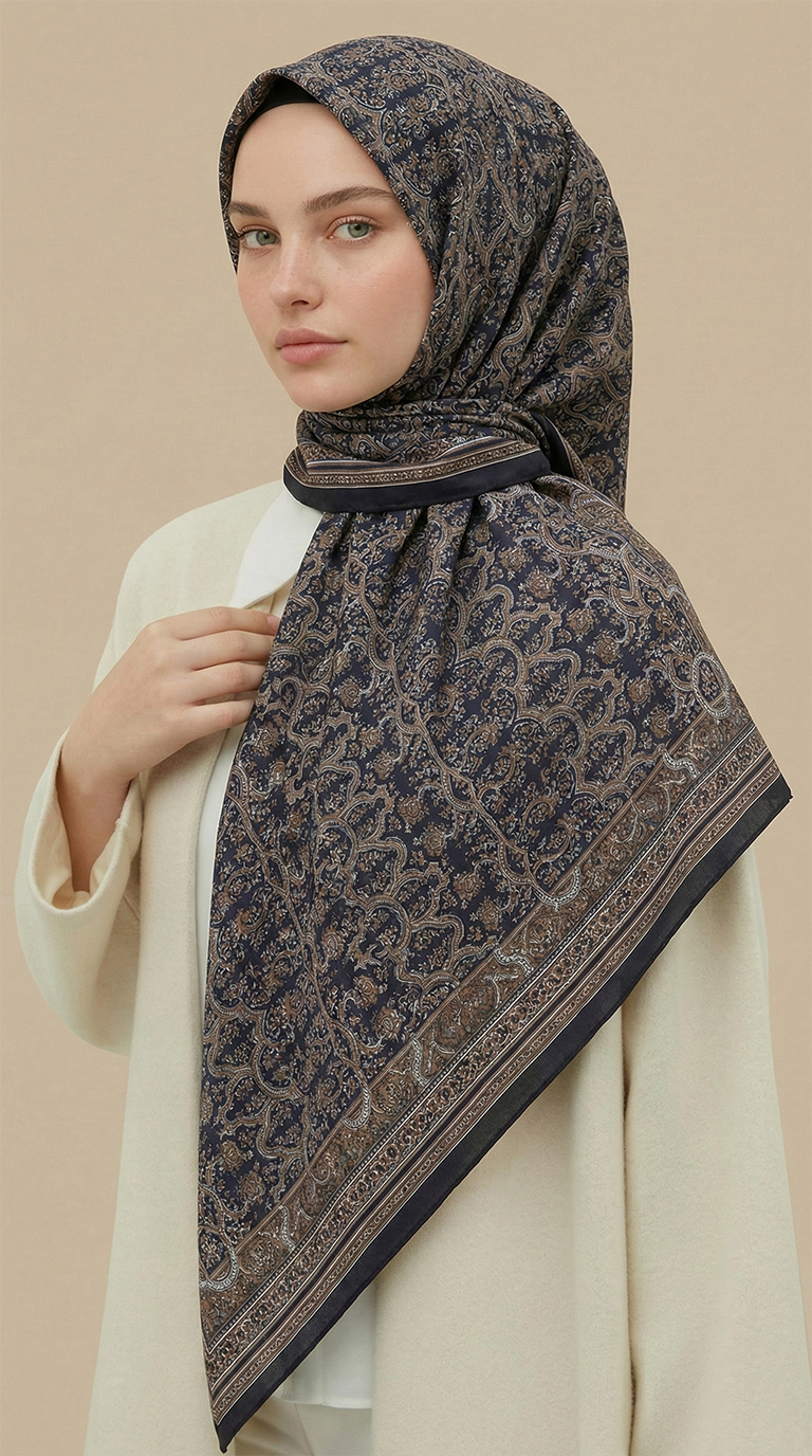 Karaca Eşarp ŞAL EŞARP PETRA 120 * 120 CM COTTON ŞAL EŞARP - SİYAH / SARI 