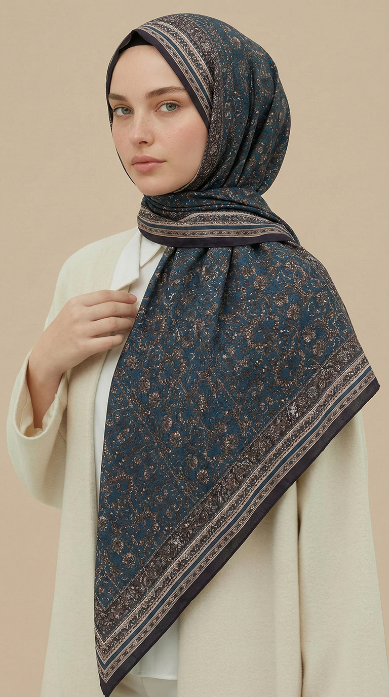 Karaca Eşarp ŞAL EŞARP PETRA 120 * 120 CM COTTON ŞAL EŞARP - YEŞİL