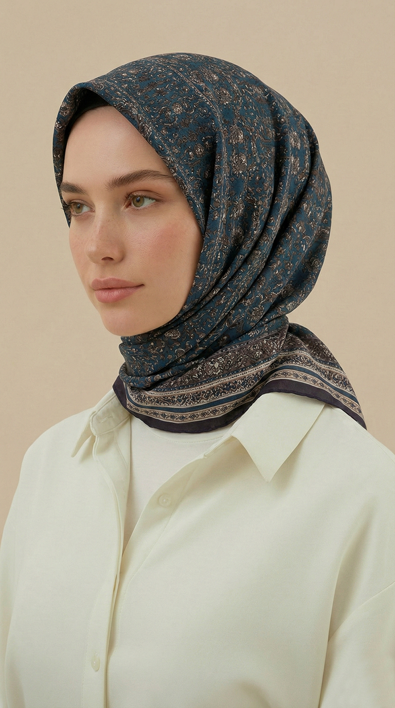 Karaca Eşarp ŞAL EŞARP PETRA 120 * 120 CM COTTON ŞAL EŞARP - YEŞİL