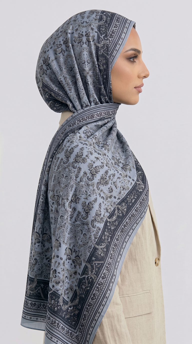 Karaca EşarpCOTTON ŞAL PETRA ETNİK DESEN COTTON ŞAL -  GRİ / ANTRASİT GRİ 
