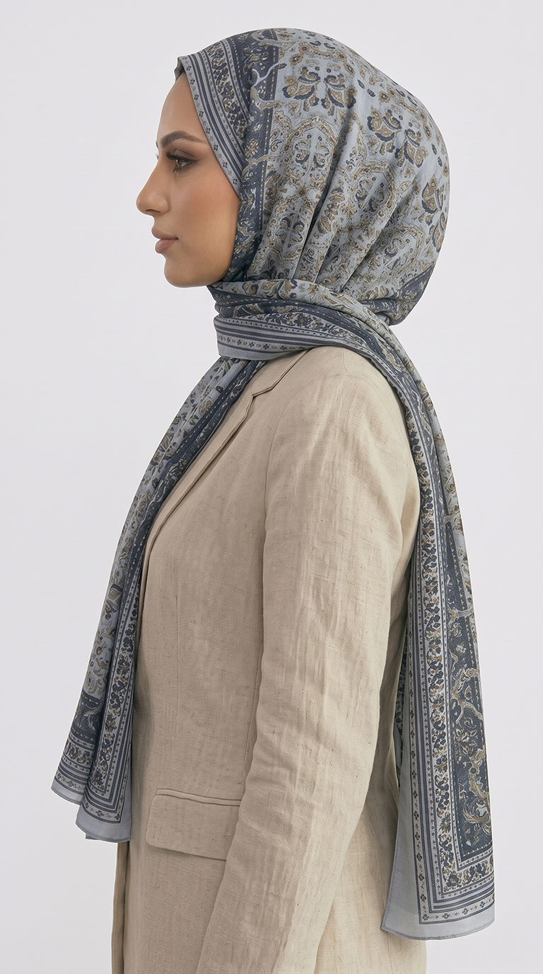 Karaca EşarpCOTTON ŞAL PETRA ETNİK DESEN COTTON ŞAL -  GRİ / ANTRASİT GRİ 