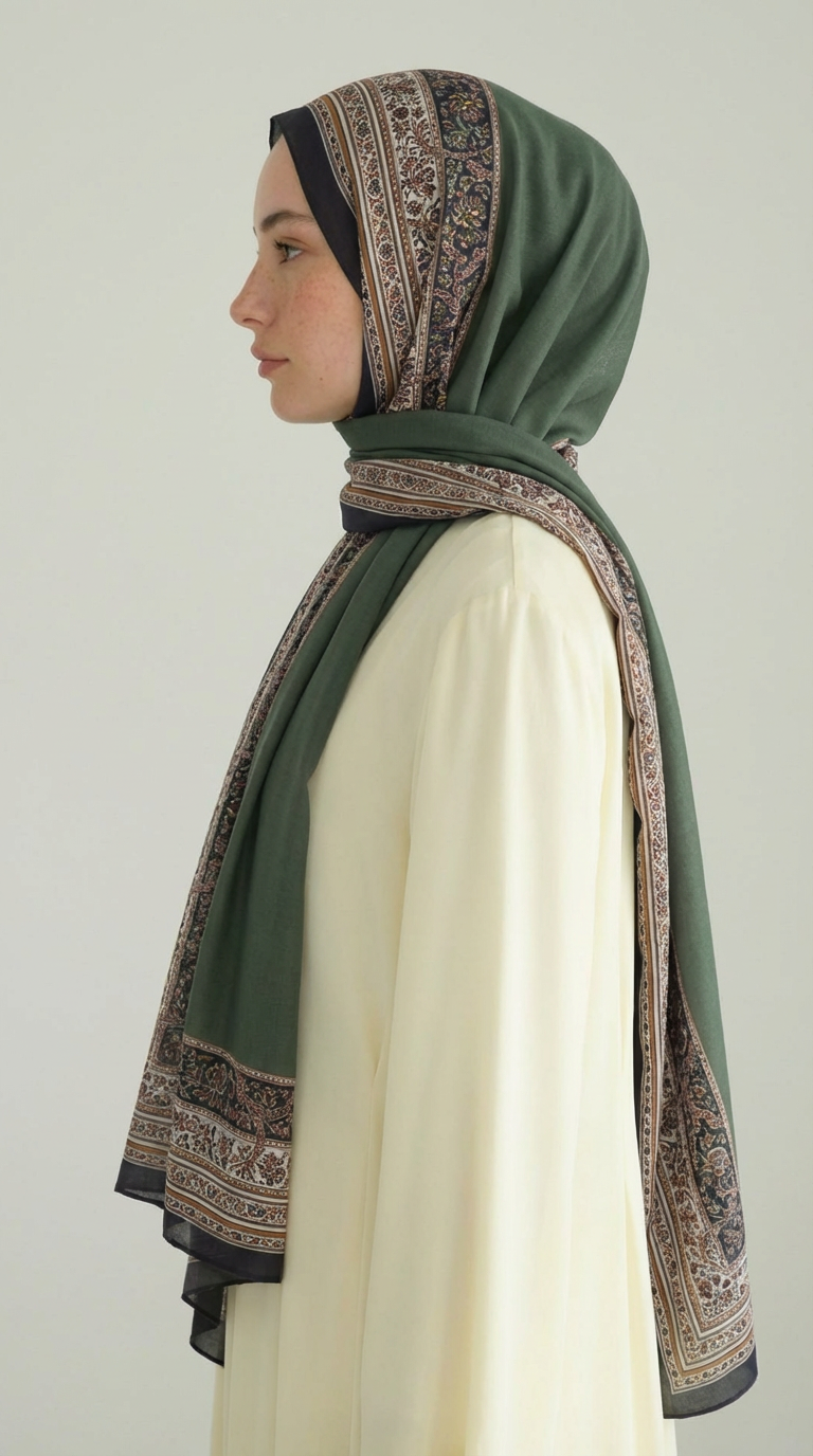 Karaca EşarpKOTON ŞALPETRA ETNİK DESEN COTTON ŞAL -  HAKİ