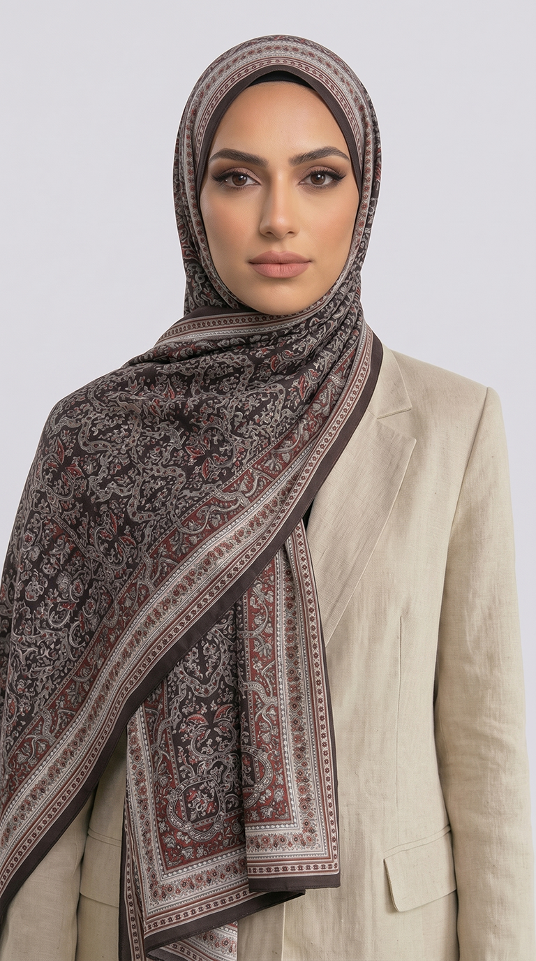 Karaca EşarpCOTTON ŞAL PETRA ETNİK DESEN COTTON ŞAL -  KIRMIZI / ACI KAHVE