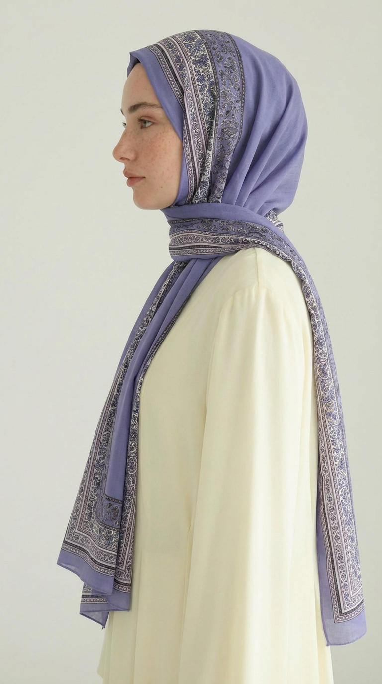 Karaca EşarpKOTON ŞALPETRA ETNİK DESEN COTTON ŞAL -  LİLA