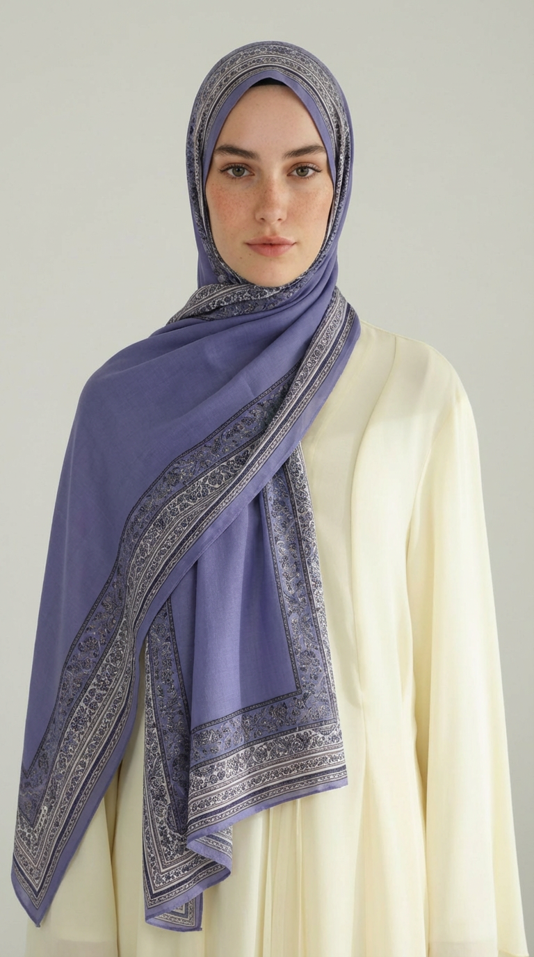 Karaca EşarpKOTON ŞALPETRA ETNİK DESEN COTTON ŞAL -  LİLA