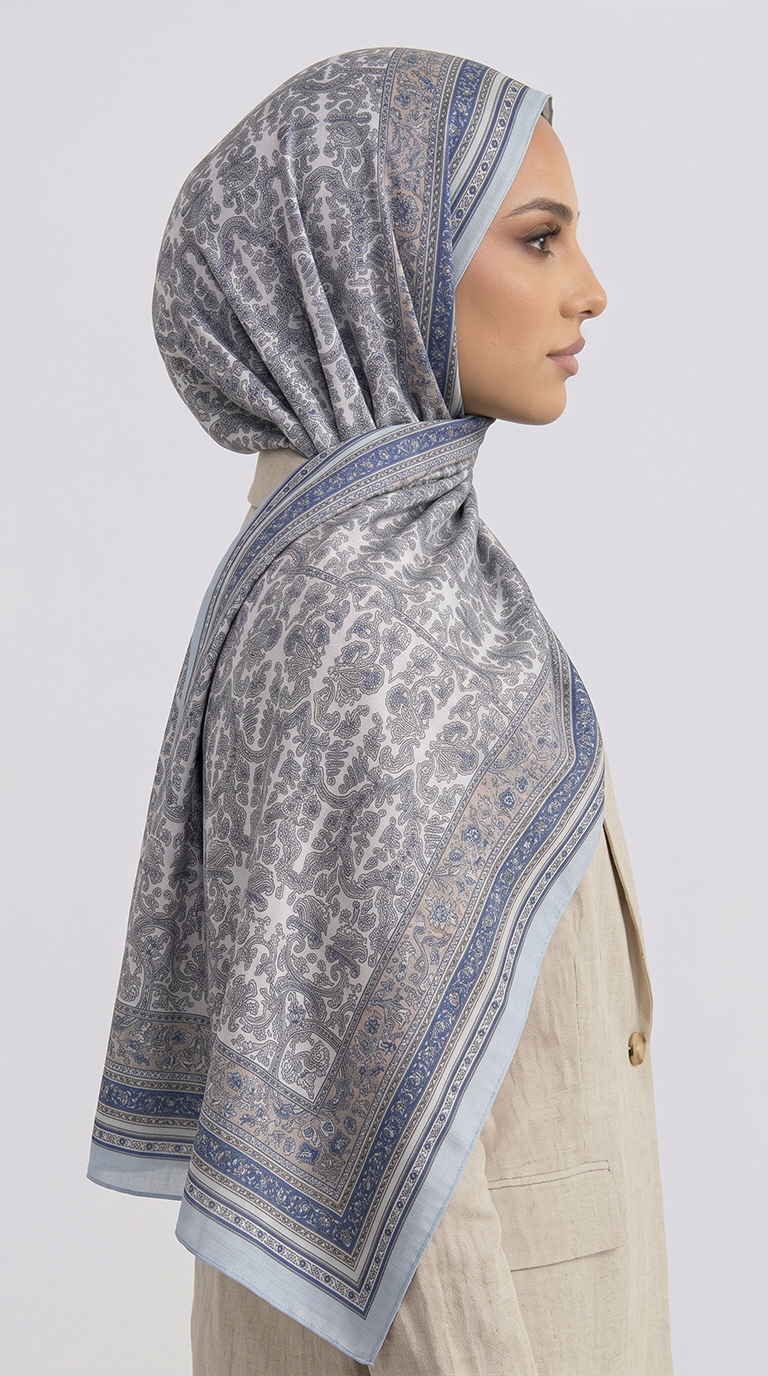 Karaca EşarpCOTTON ŞAL PETRA ETNİK DESEN COTTON ŞAL -  MAVİ  / BUZ MAVİSİ