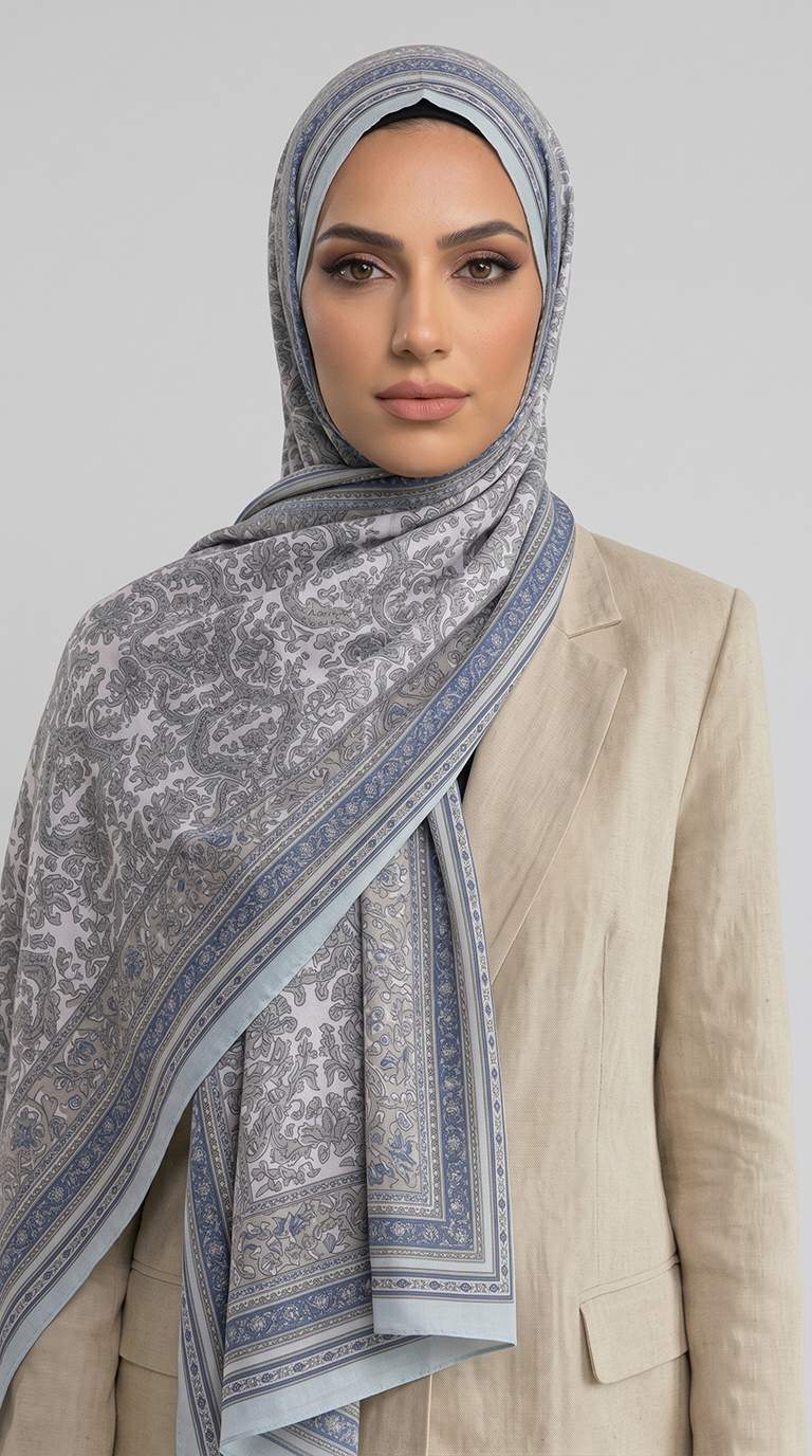 Karaca EşarpCOTTON ŞAL PETRA ETNİK DESEN COTTON ŞAL -  MAVİ  / BUZ MAVİSİ