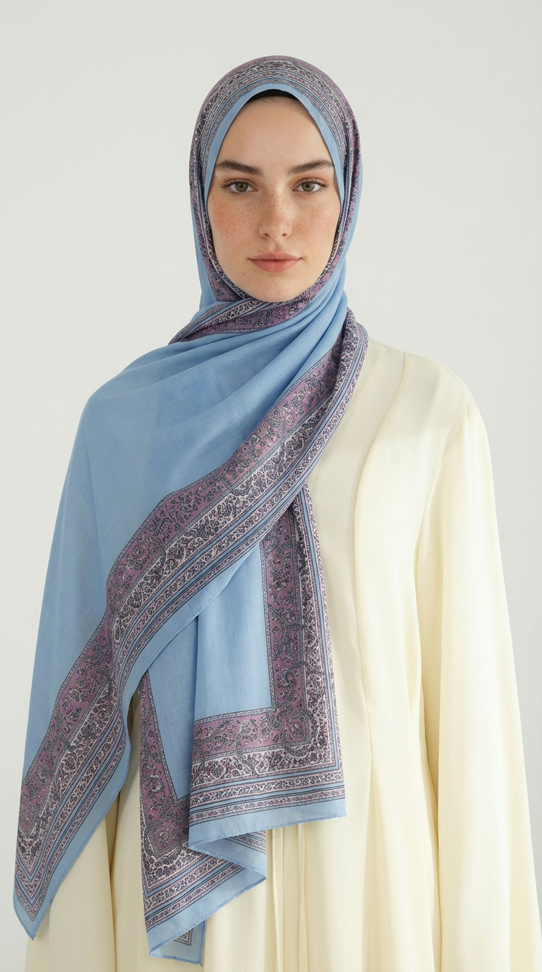 Karaca EşarpKOTON ŞALPETRA ETNİK DESEN COTTON ŞAL -   MAVİ