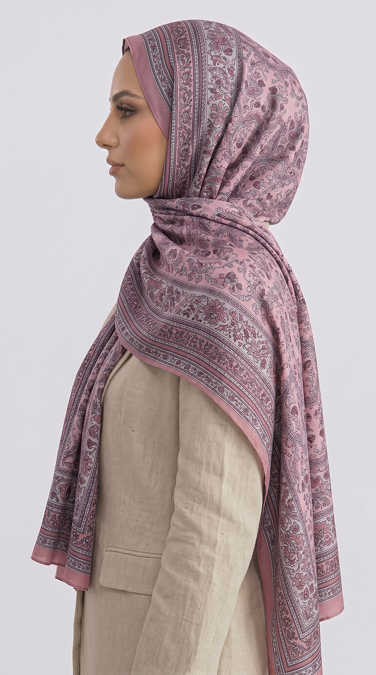 Karaca EşarpCOTTON ŞAL PETRA ETNİK DESEN COTTON ŞAL -  PEMBE / BEYAZ