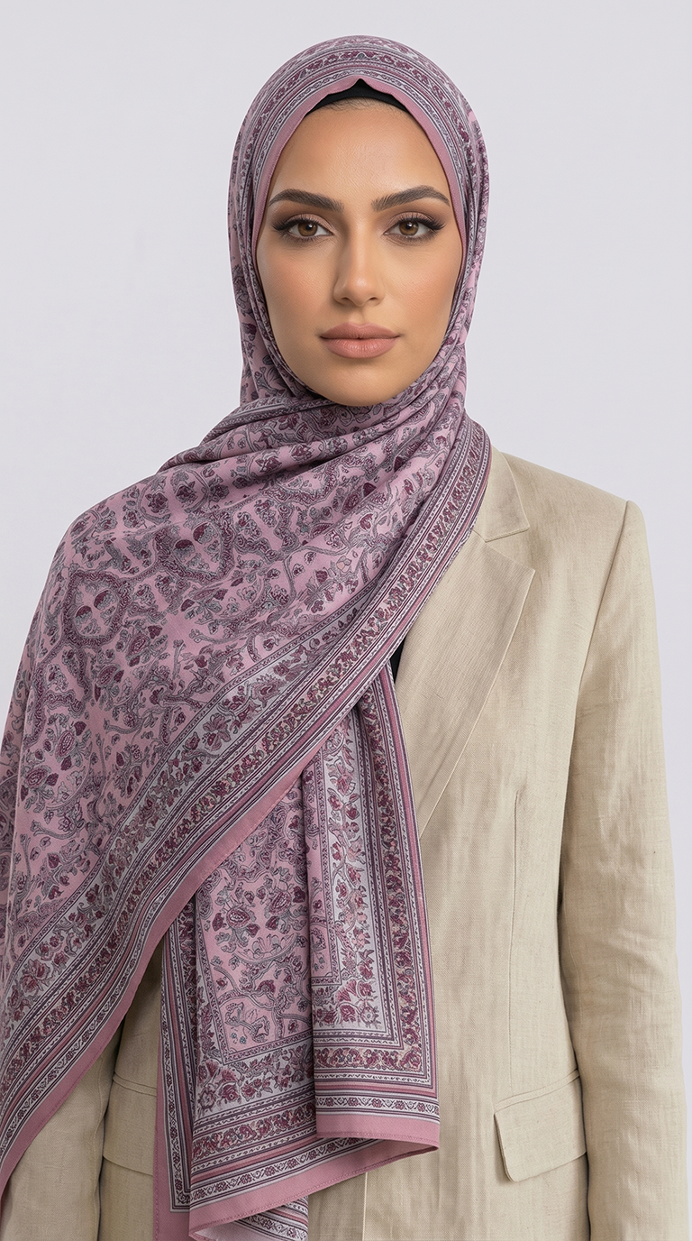 Karaca EşarpCOTTON ŞAL PETRA ETNİK DESEN COTTON ŞAL -  PEMBE / BEYAZ
